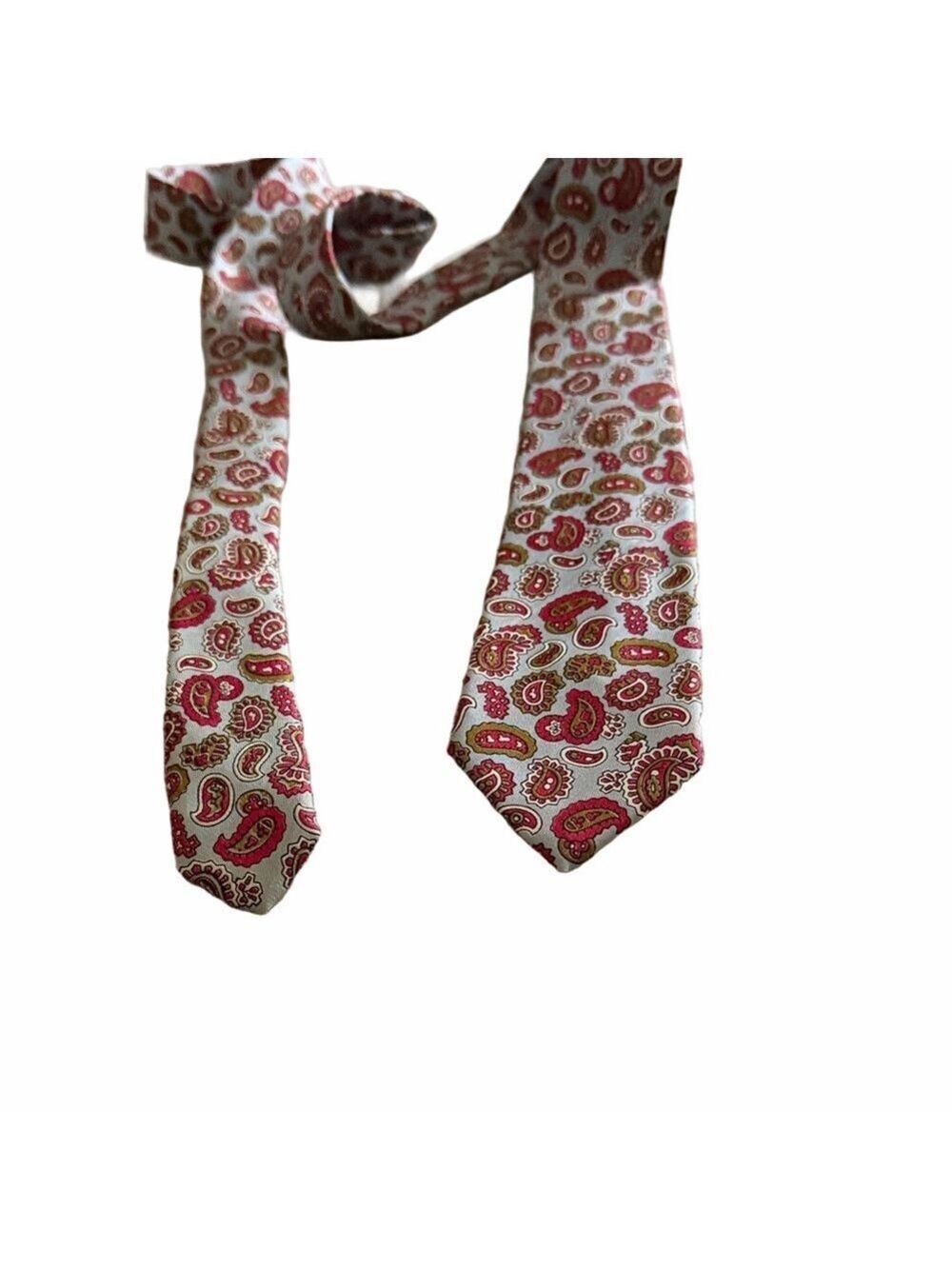 Resilio Vintage Silk Paisley Tie Light Blue Red Pattern 2.25” Narrow